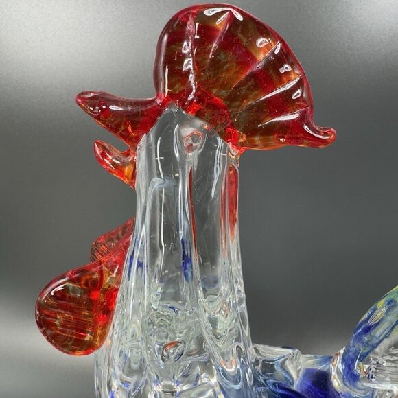 Venetian Art Glass Rooster Hen Figurine Heavy Glass Paperweight Sculpture Decor - Picture 2 of 14